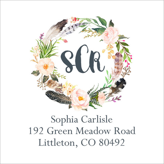 Fall Feathers Square Large Address Labels